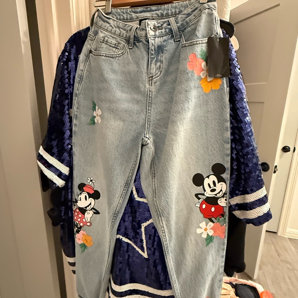Her Universe Light Blue High Rise Jeans with Disney Characters